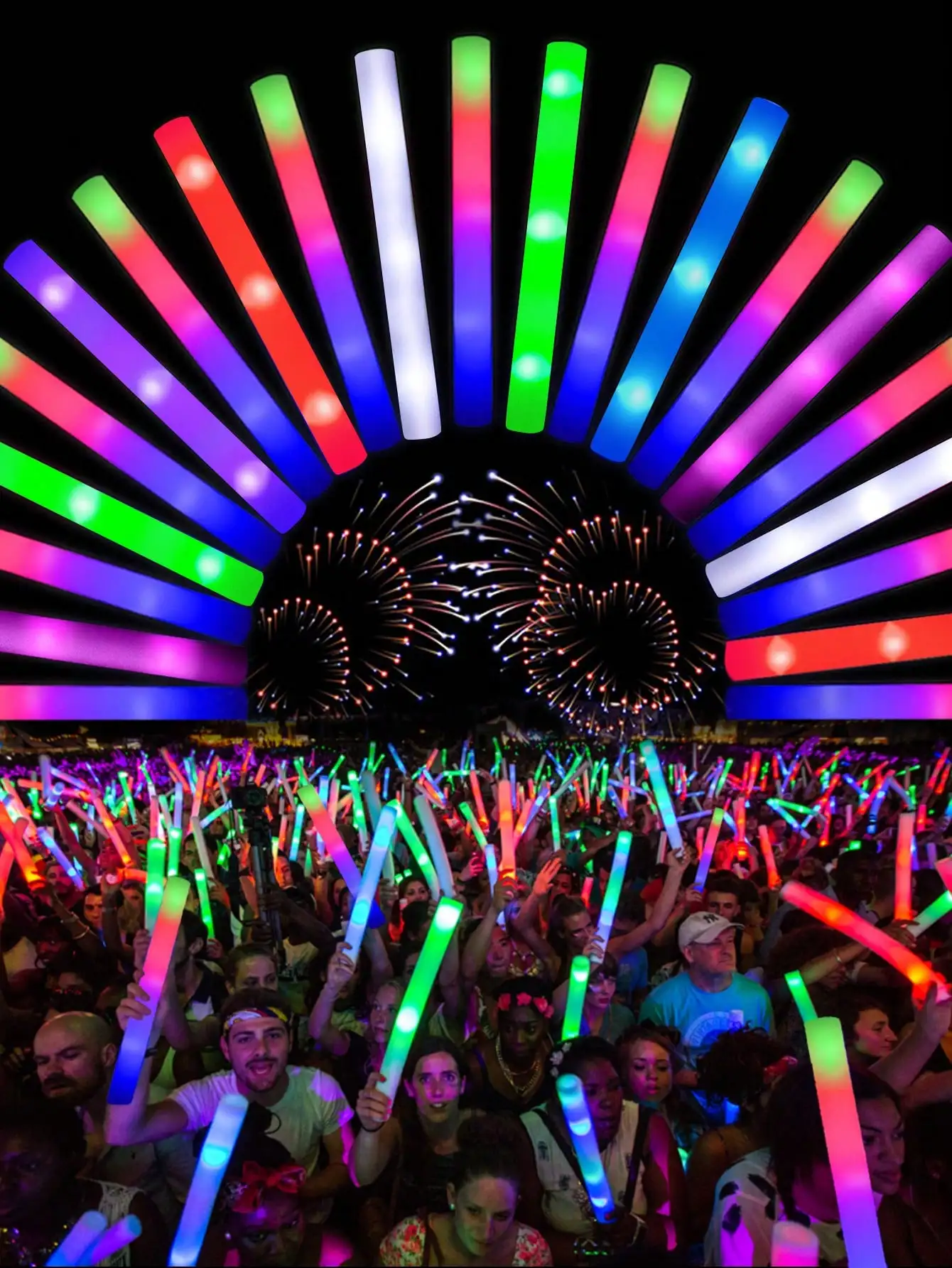 Flashing Led Foam Sticks Party - Bâtons lumineux LED en mousse, 20/30