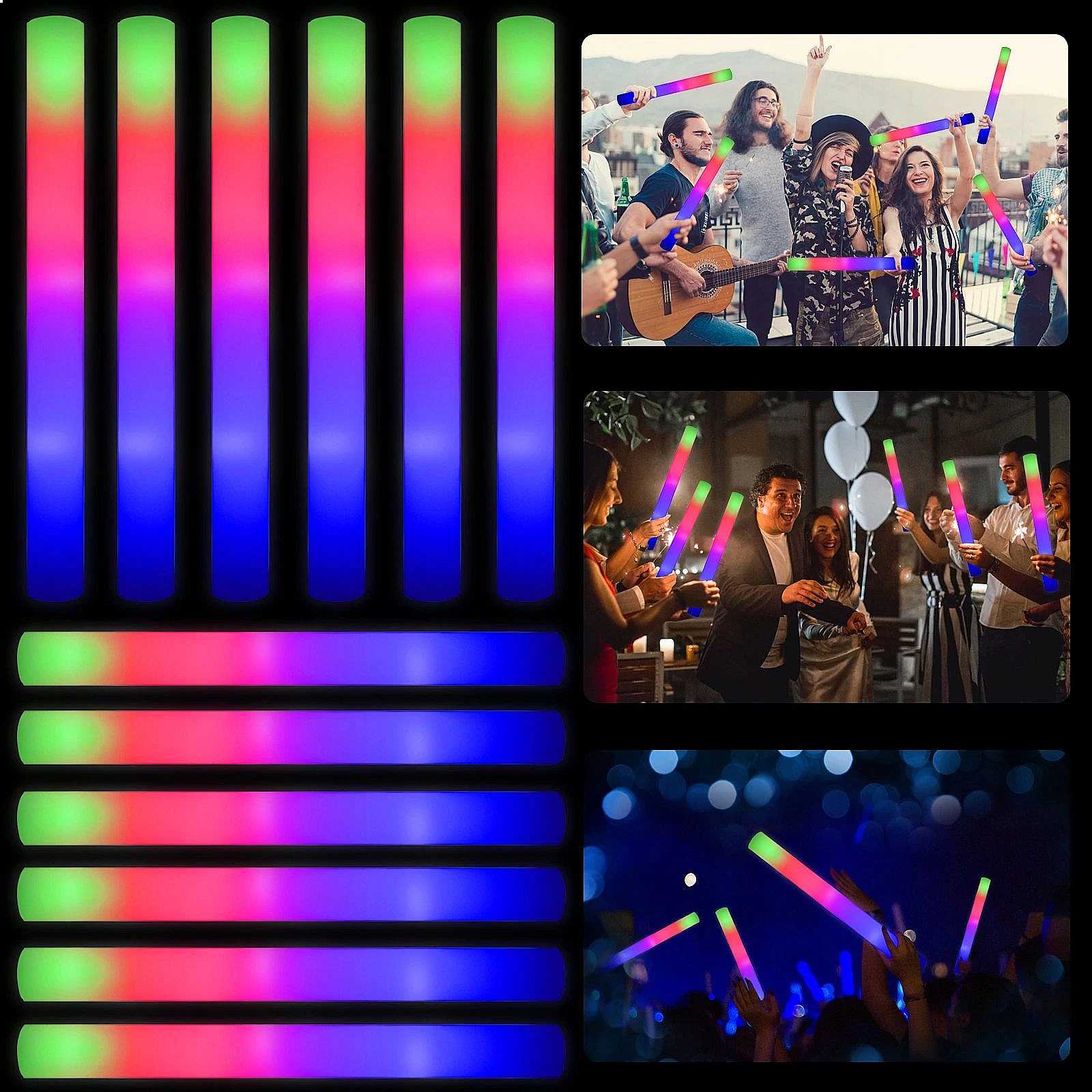 Bâtons lumineux en mousse LED, - Flashing Led Foam Sticks Party avis et prix
